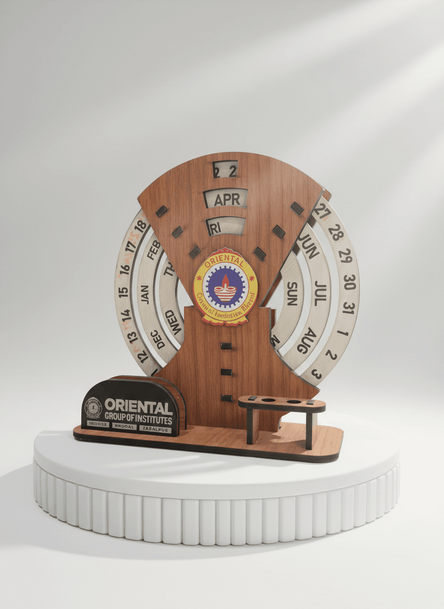 Institutional Logo Wooden Desk Calendar