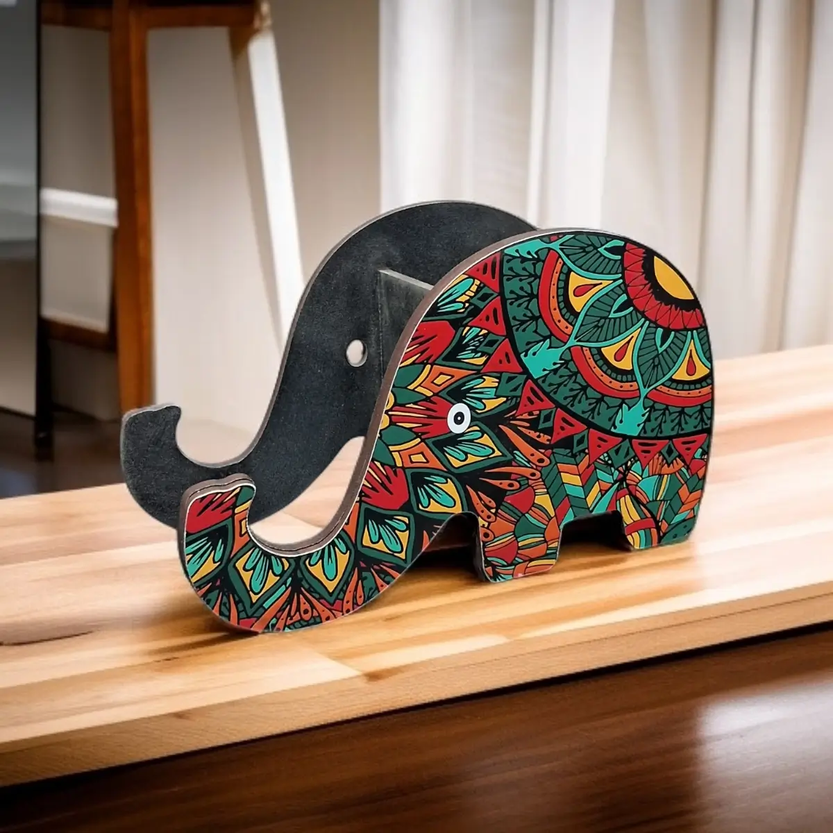 Elephant Pen Holder – MDF Mandala Desk Organizer for Office & Home