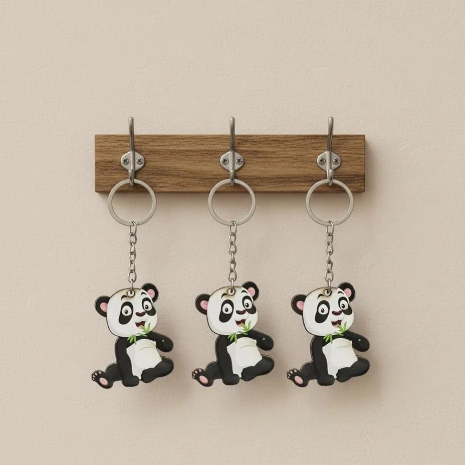 Panda Keychains – Pack of 3 | Cute Cartoon Keyrings for Bag